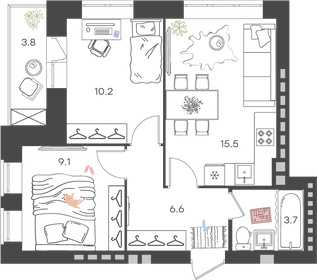 40,3 м², 2-комнатная квартира 5 500 950 ₽ - изображение 7