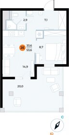 Квартира 53,6 м², 1-комнатные - изображение 1