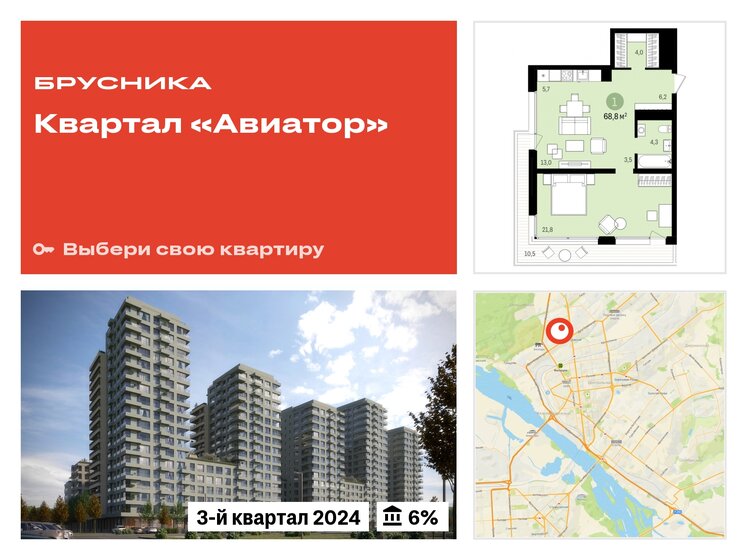 68,8 м², 1-комнатная квартира 11 040 000 ₽ - изображение 24