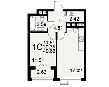 41,4 м², 1-комнатная квартира 3 790 000 ₽ - изображение 31