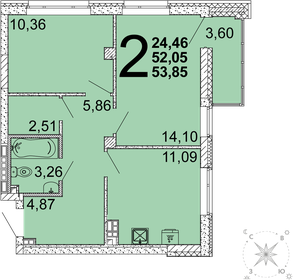 Квартира 53,9 м², 2-комнатная - изображение 1