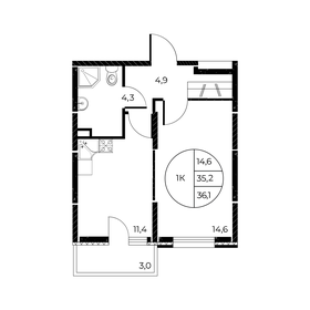 35,9 м², 1-комнатная квартира 5 733 230 ₽ - изображение 20