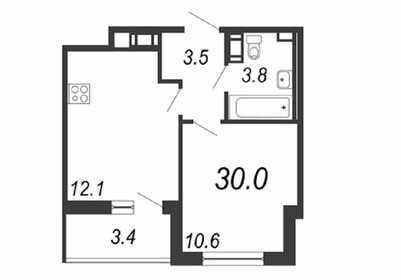 Квартира 30 м², 1-комнатная - изображение 1