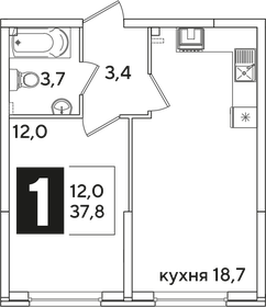 37,8 м², 1-комнатная квартира 7 416 360 ₽ - изображение 12