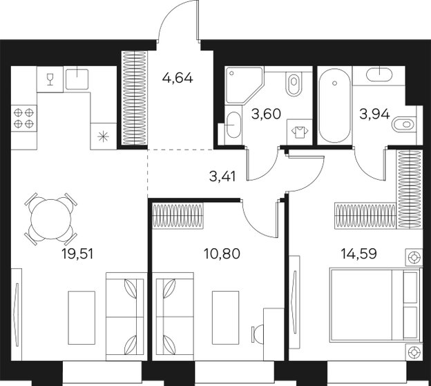 60,5 м², 3-комнатная квартира 25 417 898 ₽ - изображение 20