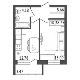 Квартира 38,8 м², 1-комнатная - изображение 2