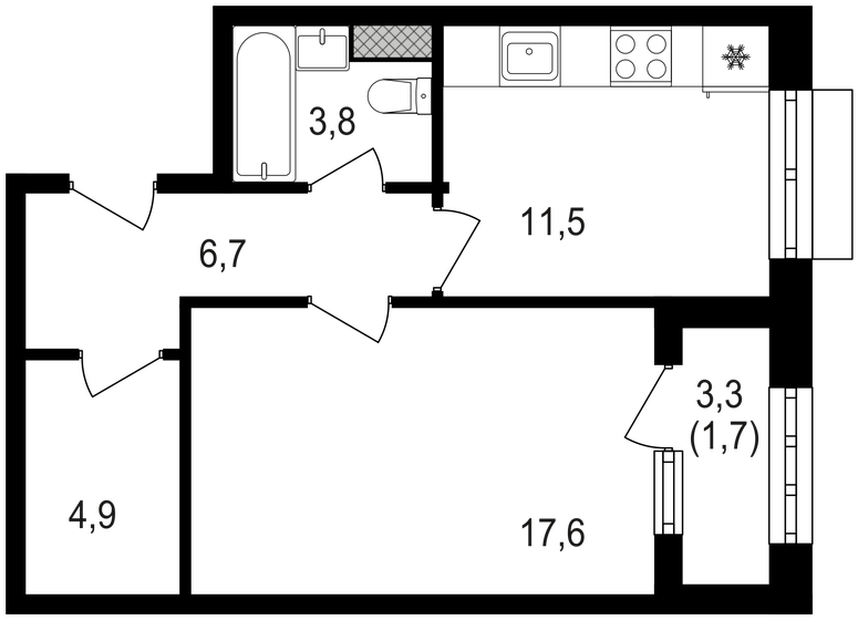 46,2 м², 1-комнатная квартира 16 308 600 ₽ - изображение 21