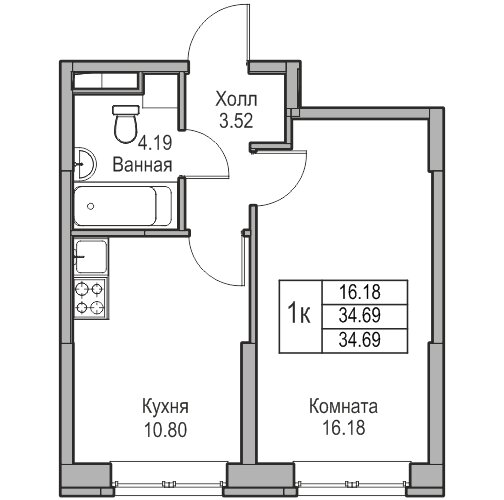 Варианты планировок ЖК «Юнтолово» - планировка 4