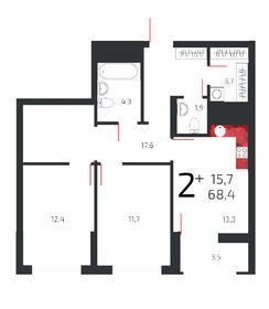 Квартира 67 м², 2-комнатная - изображение 1