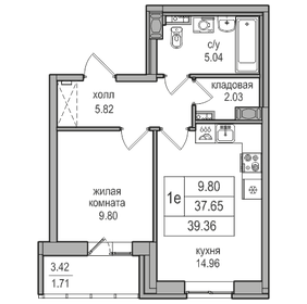 40,3 м², 1-комнатная квартира 8 662 884 ₽ - изображение 31