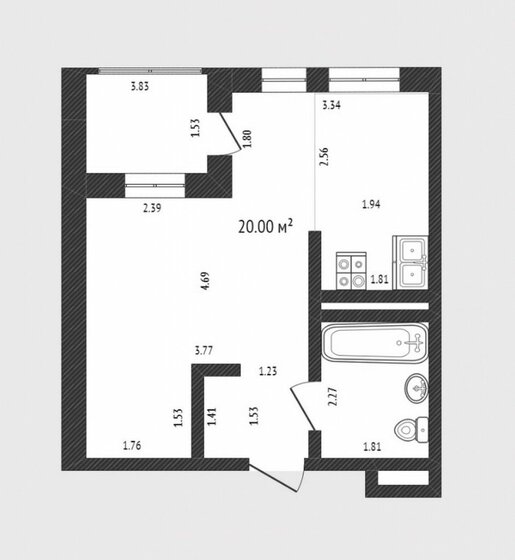 30,4 м², 1-комнатная квартира 6 600 000 ₽ - изображение 1