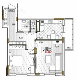 Квартира 68,7 м², 2-комнатная - изображение 1