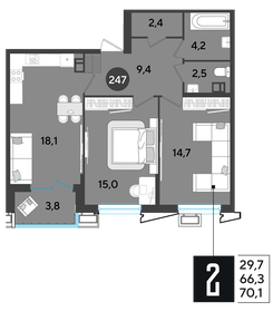 72,8 м², 2-комнатная квартира 11 500 000 ₽ - изображение 76