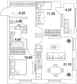 61,1 м², 2-комнатная квартира 14 640 538 ₽ - изображение 11