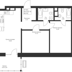 Квартира 65,8 м², 2-комнатная - изображение 3