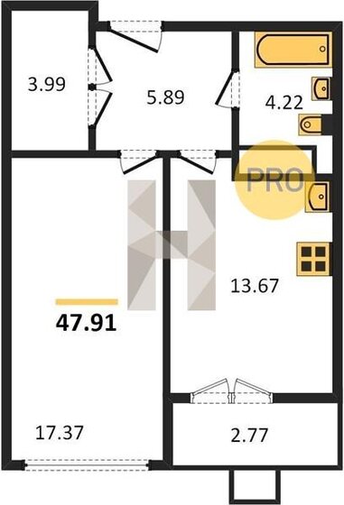 47,9 м², 1-комнатная квартира 5 057 170 ₽ - изображение 1