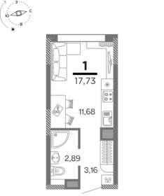 17,7 м², 1-комнатная квартира 2 478 697 ₽ - изображение 54