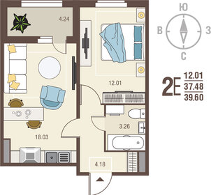39,7 м², 1-комнатная квартира 3 609 970 ₽ - изображение 64