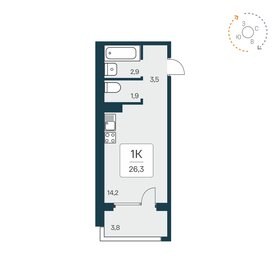 Квартира 26,3 м², 1-комнатная - изображение 1