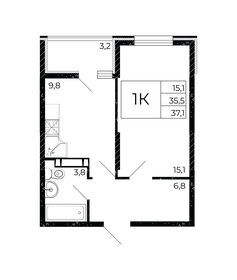 37,1 м², 1-комнатная квартира 4 544 750 ₽ - изображение 21