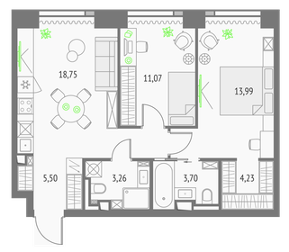 64,2 м², 2-комнатная квартира 27 128 084 ₽ - изображение 9