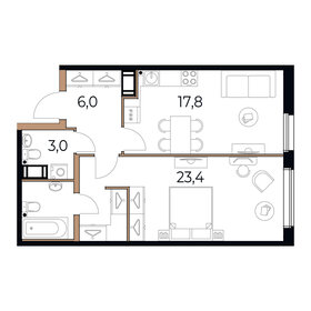 54,5 м², 1-комнатная квартира 8 420 250 ₽ - изображение 64