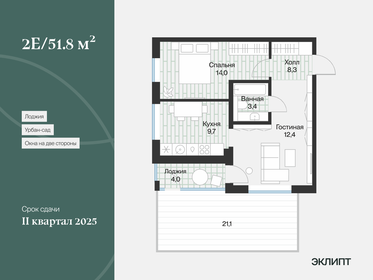 55,1 м², 2-комнатная квартира 5 500 000 ₽ - изображение 35