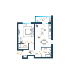 51,4 м², 1-комнатная квартира 5 146 000 ₽ - изображение 38