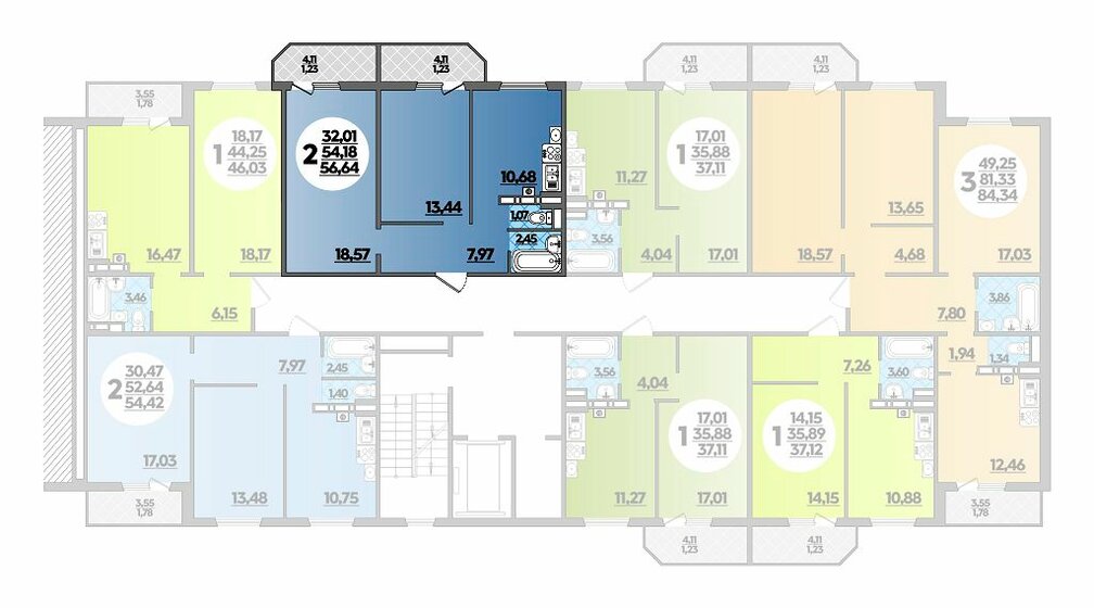 56,6 м², 2-комнатная квартира 5 296 000 ₽ - изображение 1