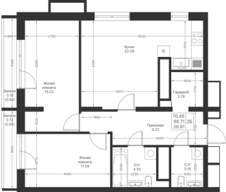 70,2 м², 2-комнатная квартира 14 600 000 ₽ - изображение 47