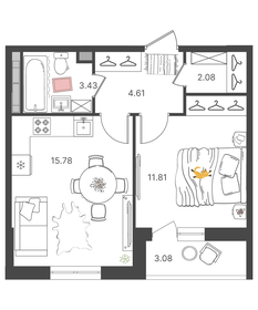Квартира 39,3 м², 2-комнатная - изображение 1