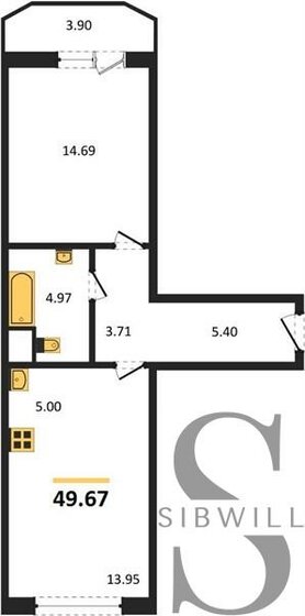 49,7 м², 1-комнатная квартира 6 159 080 ₽ - изображение 1