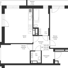 Квартира 65,4 м², 2-комнатная - изображение 3