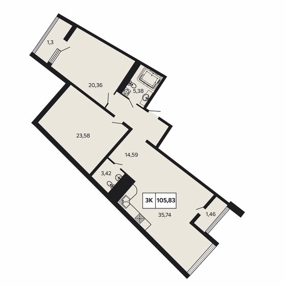 107 м², 3-комнатная квартира 33 368 400 ₽ - изображение 1