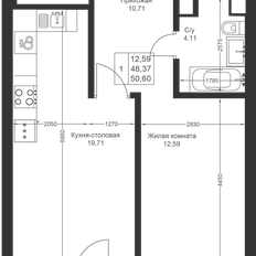 Квартира 50,6 м², 1-комнатная - изображение 2