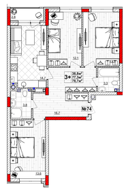 79,4 м², 3-комнатная квартира 8 974 000 ₽ - изображение 85