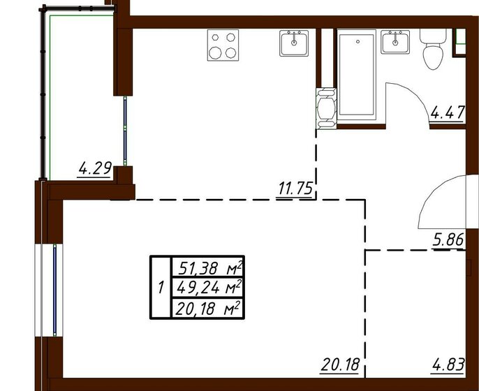 51,4 м², 1-комнатная квартира 6 893 600 ₽ - изображение 29