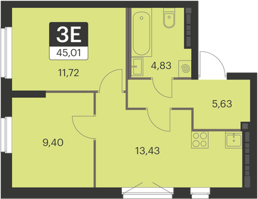 45 м², 2-комнатная квартира 5 500 000 ₽ - изображение 42