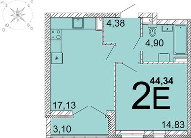 42,5 м², 1-комнатная квартира 7 017 155 ₽ - изображение 16