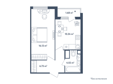 Квартира 38,1 м², 1-комнатная - изображение 1