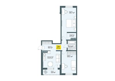 60,1 м², 2-комнатная квартира 7 900 000 ₽ - изображение 46