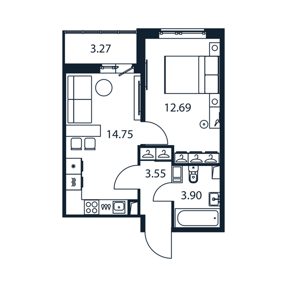 36,5 м², 1-комнатная квартира 6 185 888 ₽ - изображение 22
