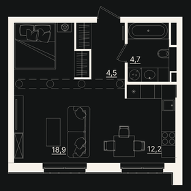 Квартира 40,2 м², 1-комнатная - изображение 1