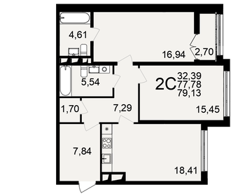 Квартира 79,1 м², 2-комнатная - изображение 1
