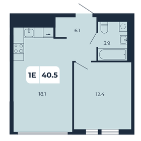 Квартира 40,5 м², 1-комнатная - изображение 1