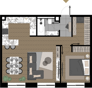 56,4 м², 1-комнатные апартаменты 32 253 376 ₽ - изображение 57