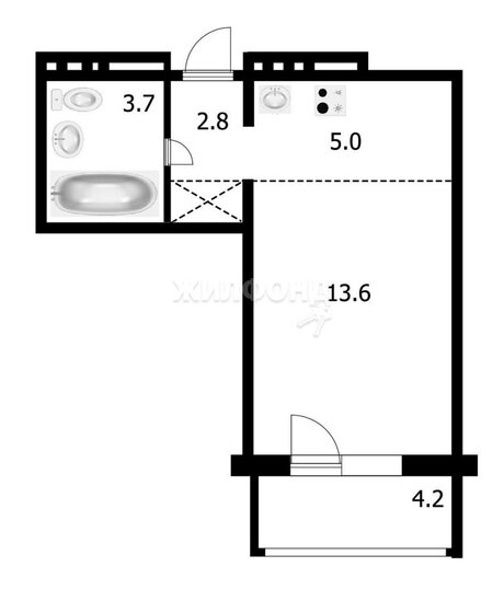 28,9 м², квартира-студия 4 040 000 ₽ - изображение 1