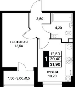 32 м², 1-комнатная квартира 4 528 000 ₽ - изображение 8