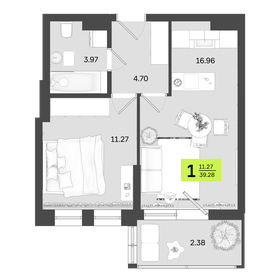 38,4 м², 2-комнатная квартира 6 611 700 ₽ - изображение 20