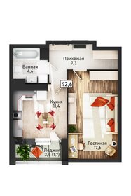 Квартира 42,2 м², 1-комнатная - изображение 1